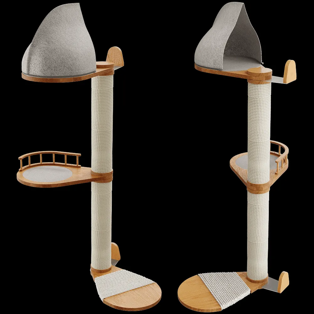 Catsby – High scratching post with house for cats WALL 120 3ds Max