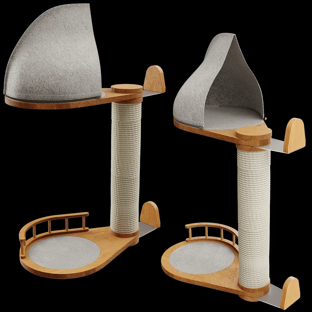 Catsby – High scratching post with house for cats WALL 63 3ds Max