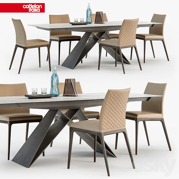 Cattelan Italia Arcadia couture chair Premier table 3DS Max