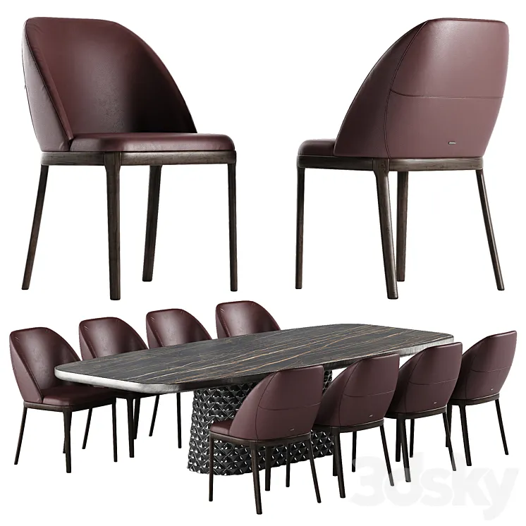 Cattelan Italia Atrium Keramik Premium table Mariel chair set 3DS Max