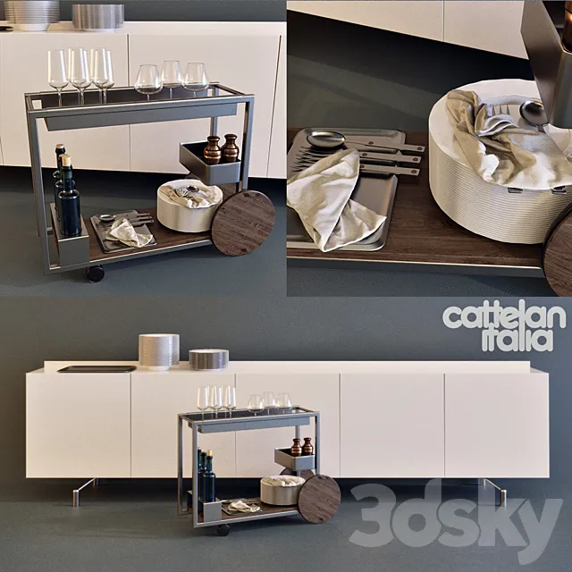 Cattelan Italia BRANDY Carrello bar in acciaio 3ds Max