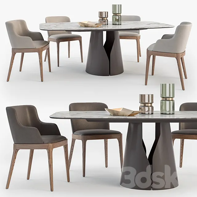 Cattelan Italia Giano table Magda chair set 3DS Max Model