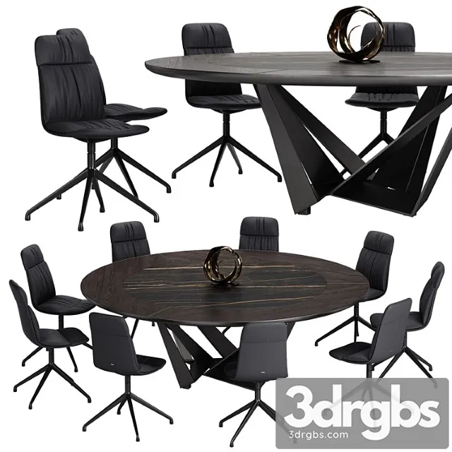 Cattelan italia kelly chair skorpio ker wood round table set 2 3dsmax Download