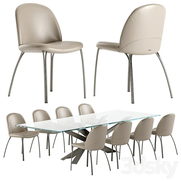 Cattelan Italia Lancer table Holly chair set 3DS Max