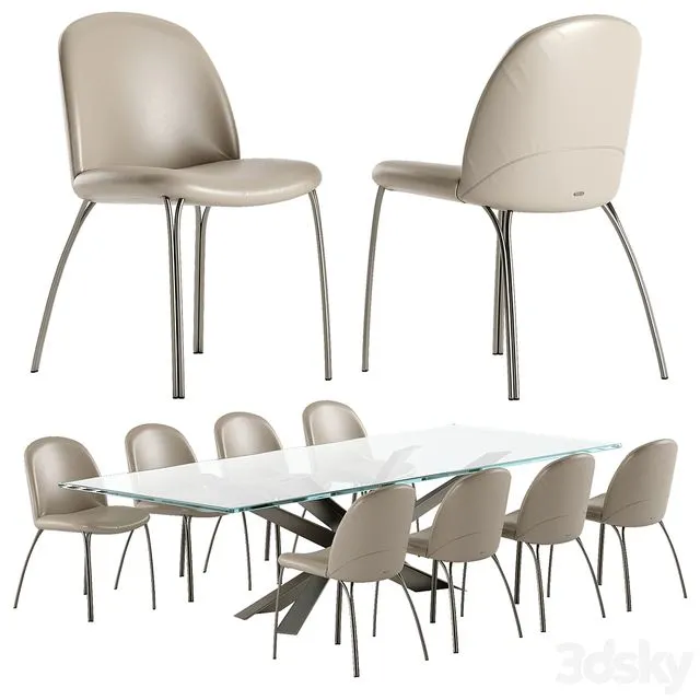 Cattelan Italia Lancer table Holly chair set 3dsMax Model