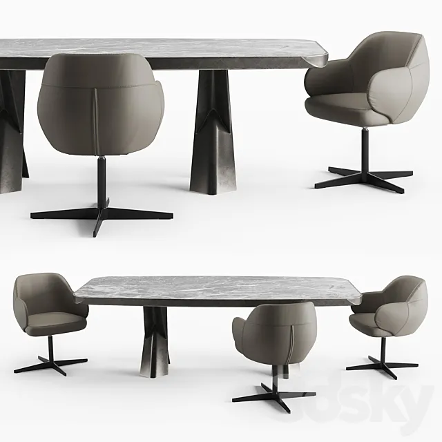 Cattelan Italia Mad Max Keramik Premium table and Bombe X chair 3DSMax File