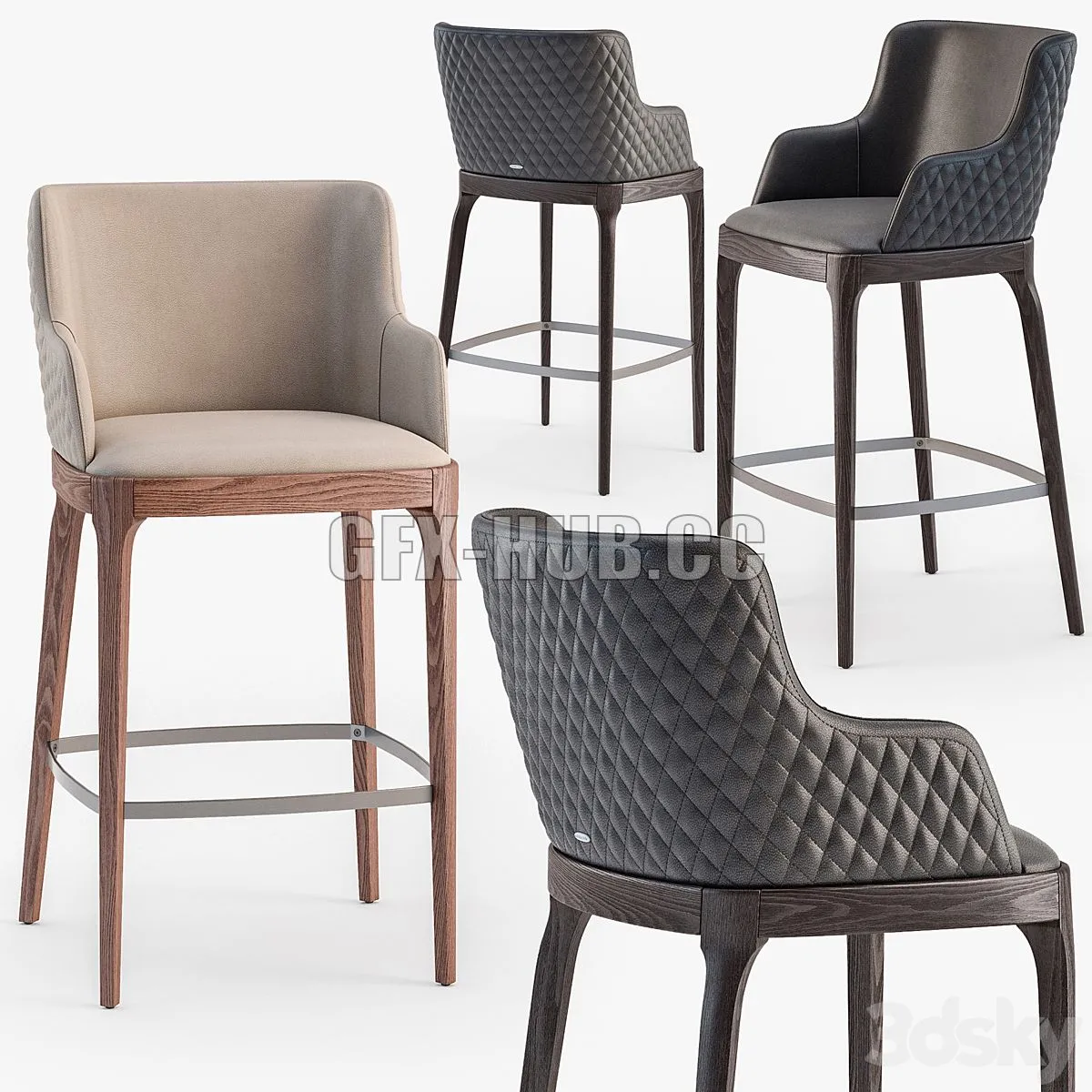 Cattelan Italia Magda Couture stool set1 3dsMax Model