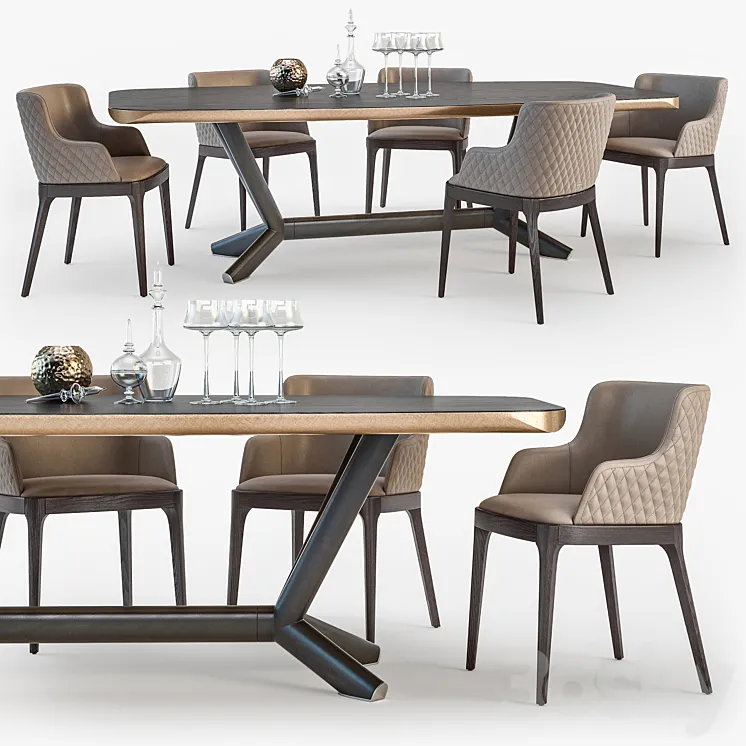 Cattelan Italia Planer table Magda armchair set01 3DS Max