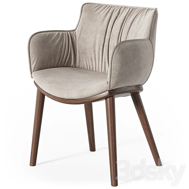Cattelan Italia Rhonda wood armchair 3DS Max Model