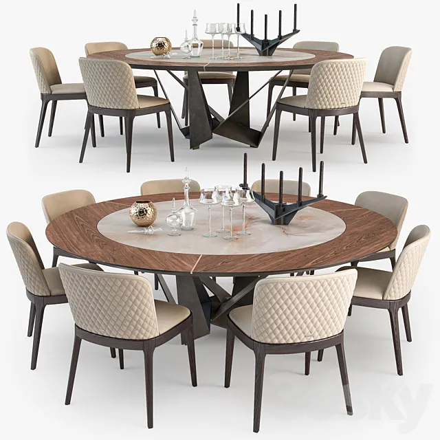 Cattelan Italia Skorpio round table Magda chair set 3DSMax File