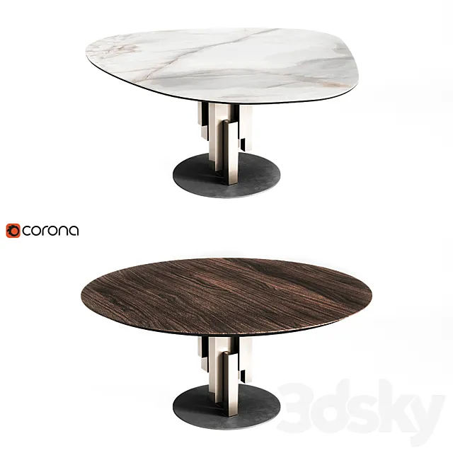 Cattelan Italia Skyline Keramik & Wood Round Full Set 3DS Max Model