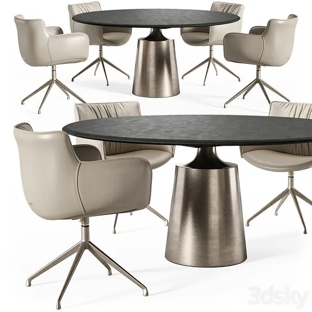 Cattelan Italia Yoda Argile table Rhonda chair 3dsMax Model