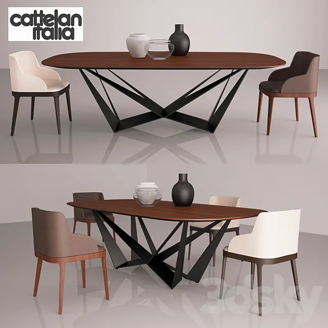 Cattelan Skorpio table and chair Magda 3DS Max Model