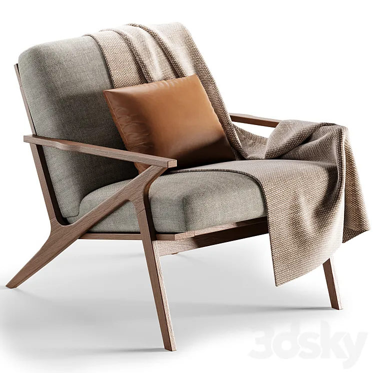 Cavett Wood Frame Accent Chair 3DS Max Model