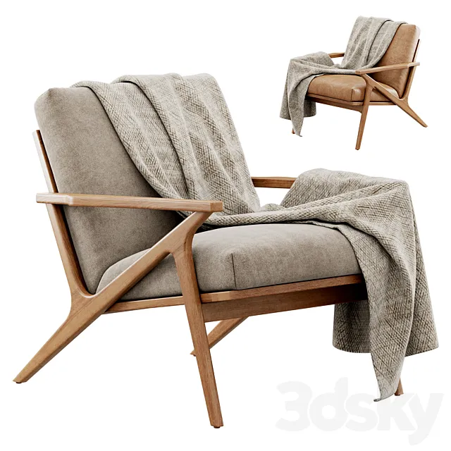 Cavett Wood Frame Armchair by Crate & Barrel 3ds Max