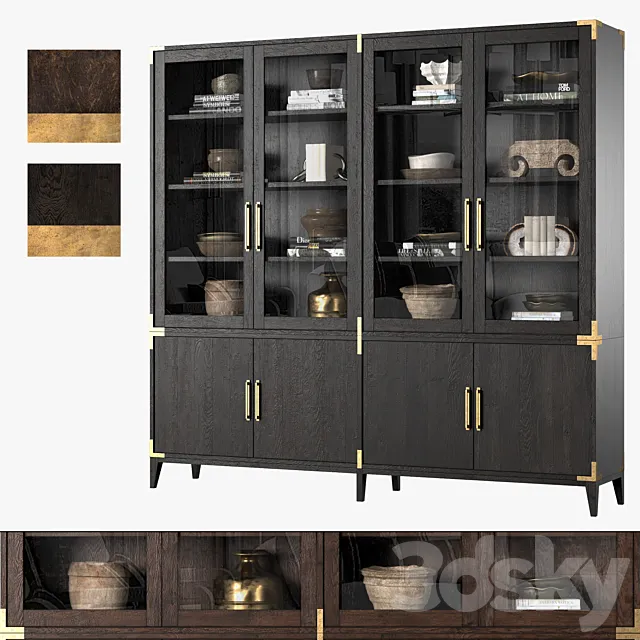 CAYDEN CAMPAIGN 4-DOOR GLASS SIDEBOARD & HUTCH (Dark) 3DSMax File