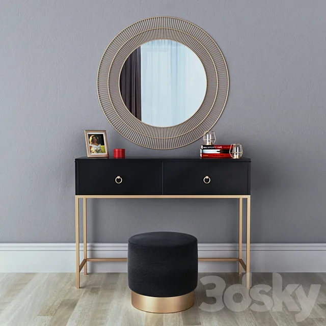 CAZARINA interiors | Dressing table with mirror and ottoman 3ds Max