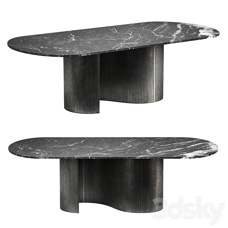 CB2 Aster Black Marble and Aluminum Dining Table 3DS Max Model