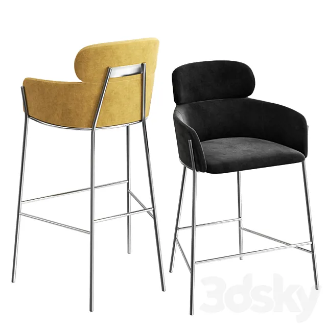 CB2 azalea bar stools & counter stool 3ds Max