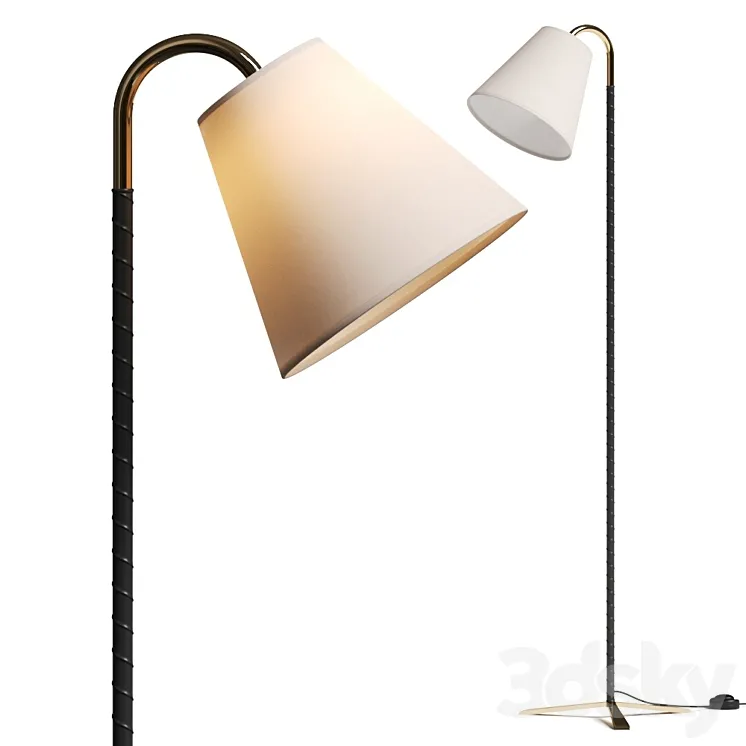 CB2 Barnes Brass And Black Leather Floor Lamp 3DS Max