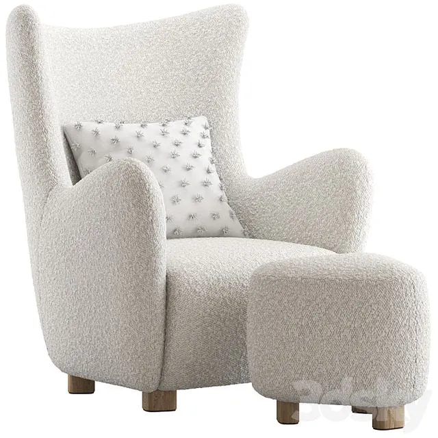 CB2 Bozzi Lounge Chair and Ottoman 3dsMax Model