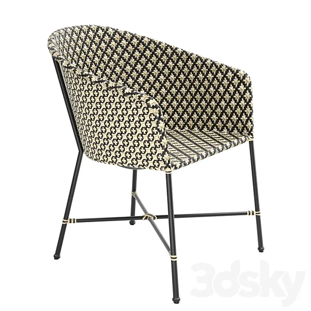 Cb2 Brava Dining-Lounge Gray Wicker Chair 3DS Max Model