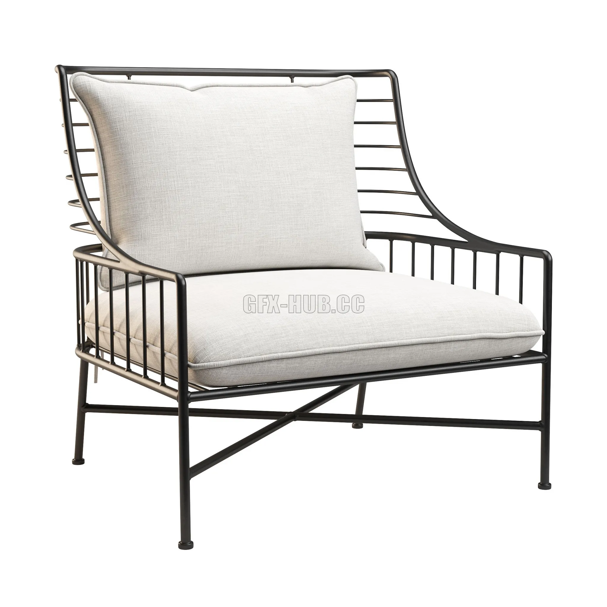 CB2 Breton Black Metal Chair 3dsMax Model