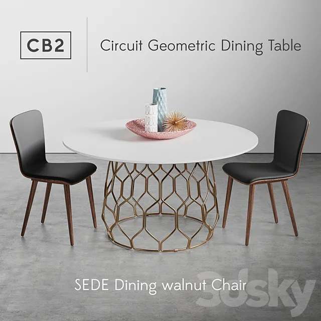 CB2 Circuit Geometric Dining Table 3ds Max