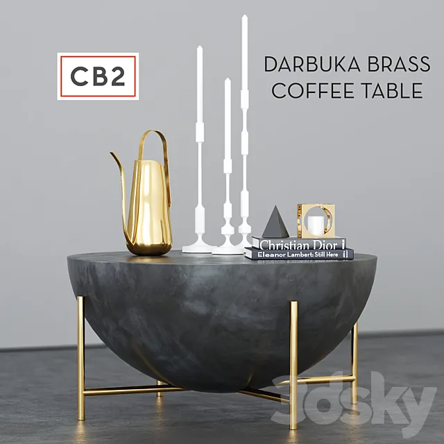 CB2 Darbuka brass coffee table 3DS Max Model