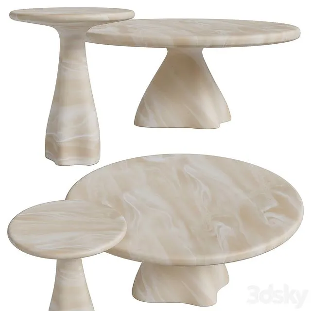 CB2 Espira Round Cream Tablets 3dsMax Model