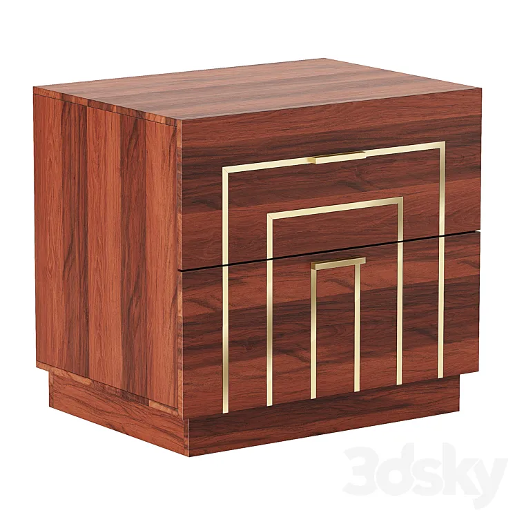 CB2 Everett Acacia with Brass Inlay Nightstand 3DS Max Model