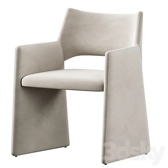 CB2 Foley Faux Mohair Gray Dining Armchair 3DS Max Model