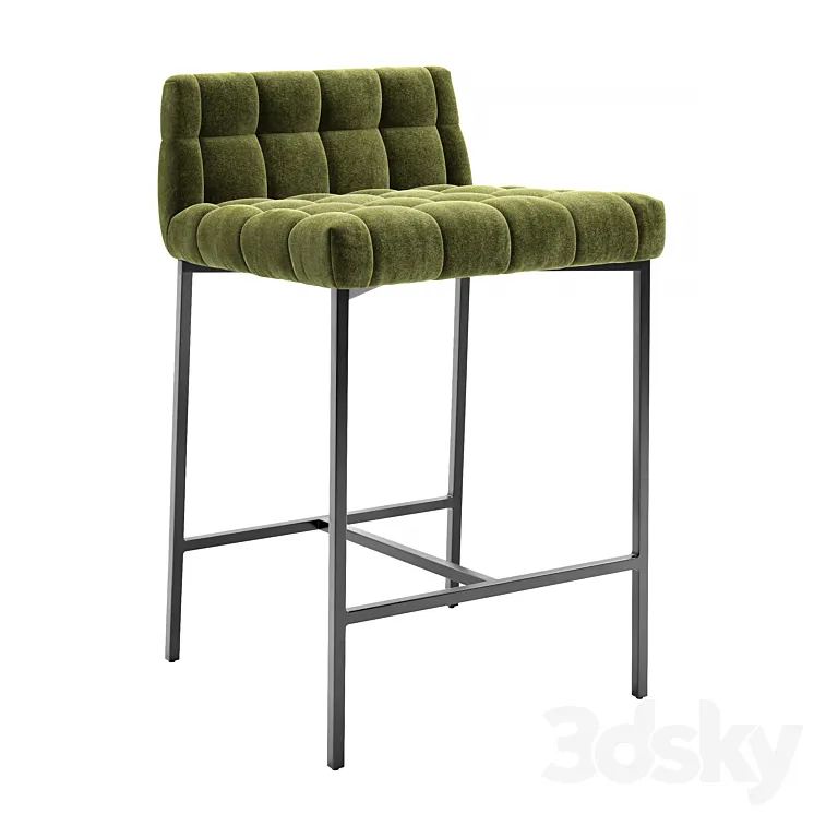 CB2 Gabe Pesto Tufted Low Back Counter Stool 3DS Max Model