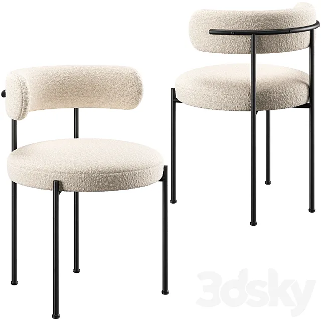CB2 Inesse Boucle Ivory Dining Chair 3ds Max