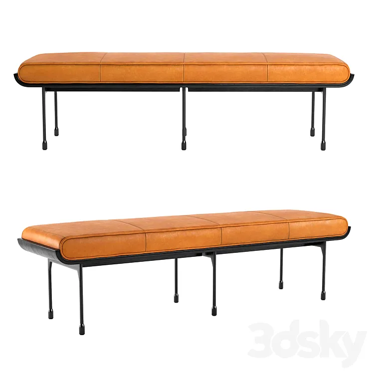 CB2 Juneau Leather And Metal Bench 3DS Max