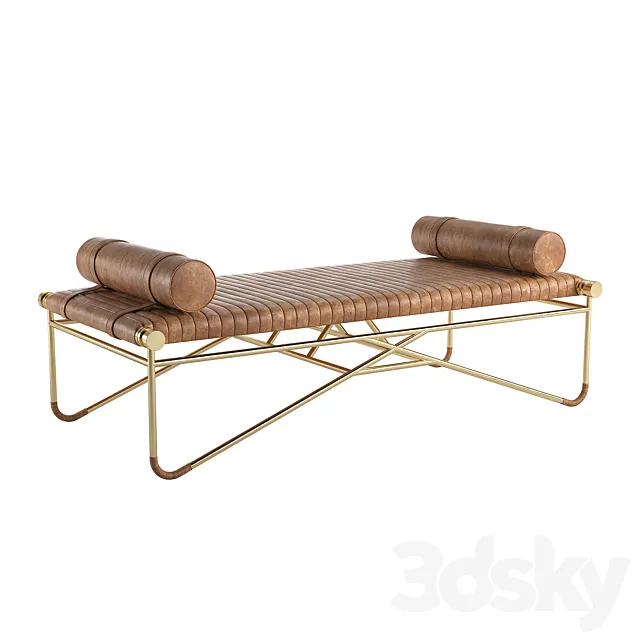 CB2 La Strizza Saddle Leather Bench With Bolster Pillows 3ds Max