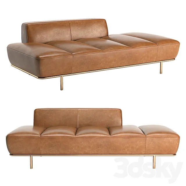 CB2 Lawndale Saddle Leather Daybed With Brass Base 3ds Max