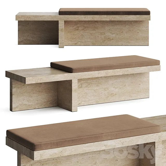 CB2 Pierre Travertine Bench 3ds Max