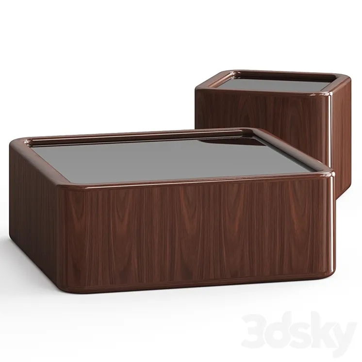 CB2 Plier Square High Gloss Wood Coffee Table 3DS Max Model
