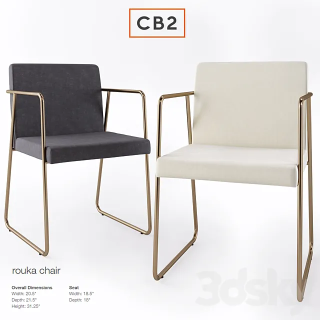 CB2 Rouka chair 3ds Max