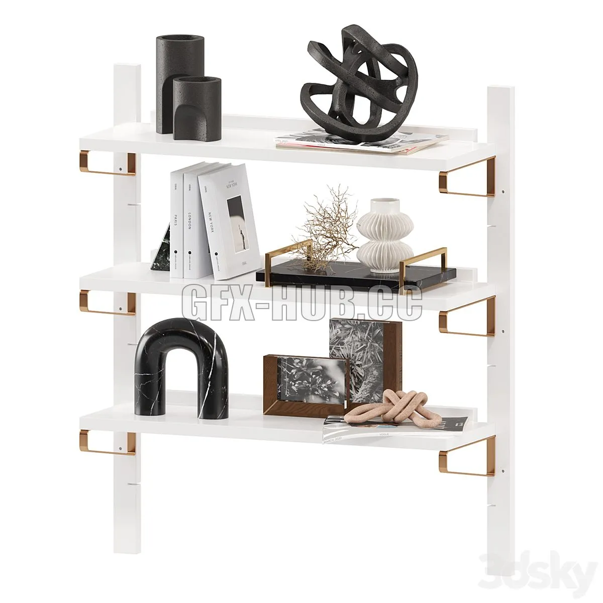 CB2 White High-Gloss Single Modular Wall Shelf 3dsMax Model