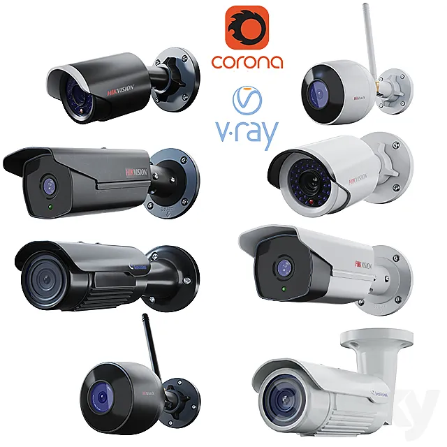CCTV Cameras_hikvision_geovision_CCTV Pack 01 3DSMax File