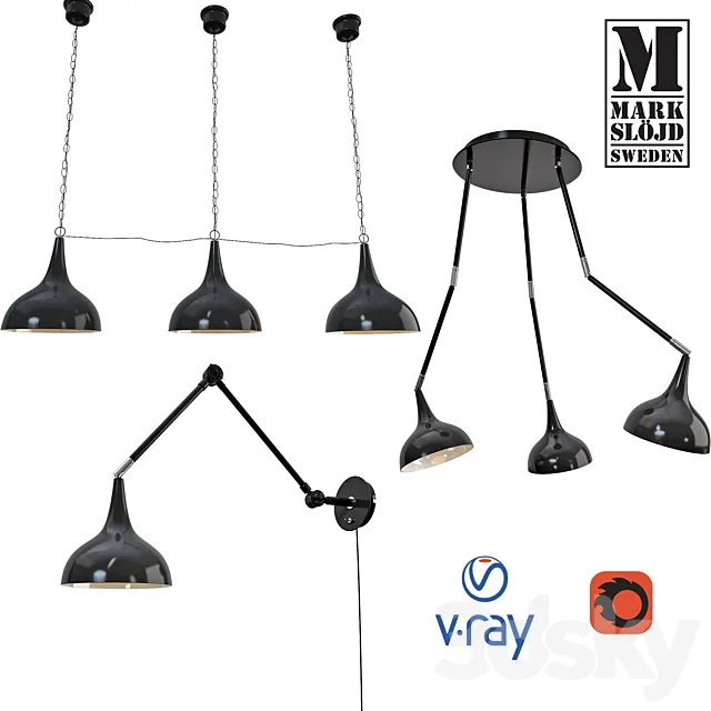Ceiling and wall light from MARKSLOJD Sweden model STANFORD. 3ds Max