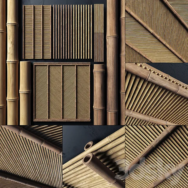 Ceiling bamboo angle n1 _ Corner bamboo ceiling 3DS Max Model