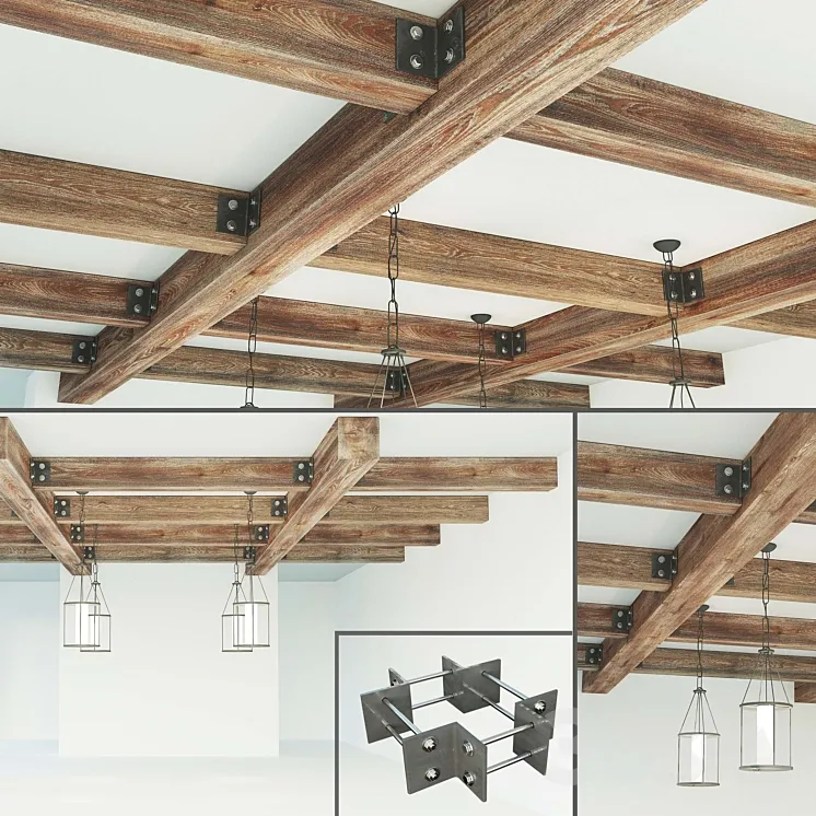 Ceiling beams wooden 3DS Max