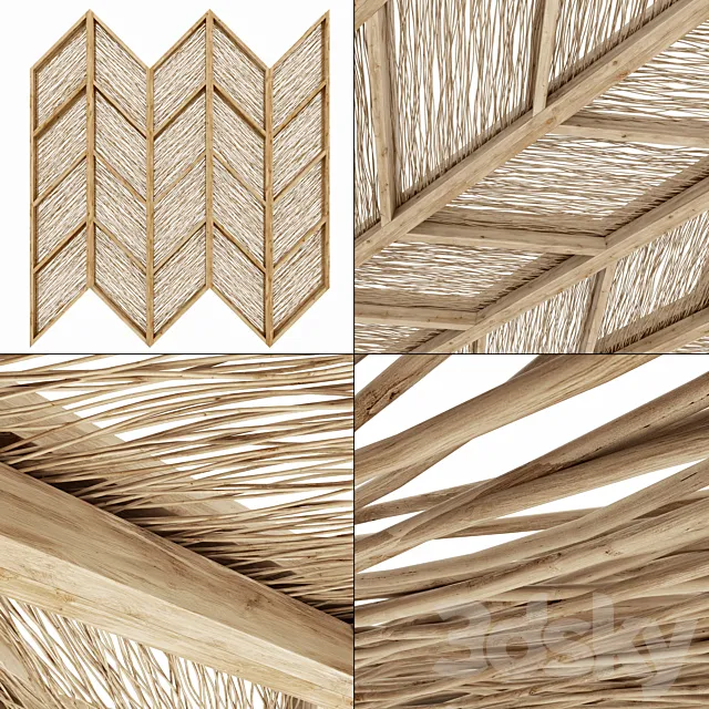 Ceiling branch thin angle n1 _ Angular ceiling from branches 3ds Max
