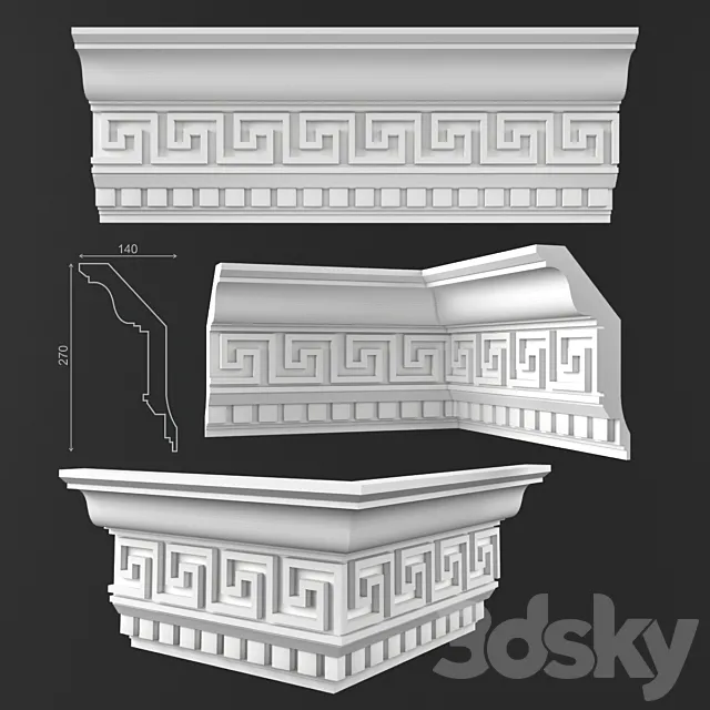 Ceiling cornice 50 KO 016 Gp 3DS Max Model