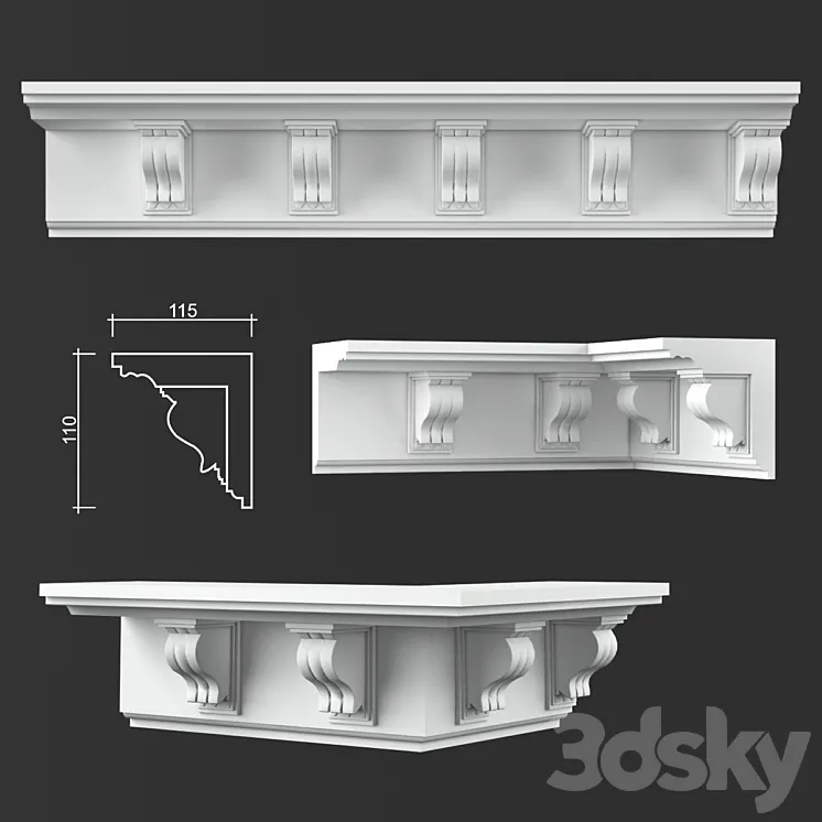 Ceiling cornice K160 3DS Max Model