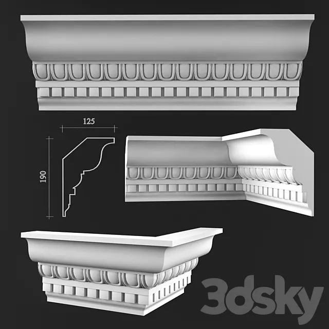 Ceiling cornice K195 3ds Max