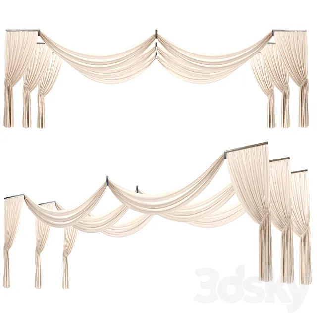 Ceiling Drape Curtain Panels vol 06 3dsMax Model